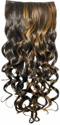 NAIRA Brown with Curls Golden Highlights 1 Pcs Extension for Women & Girls  with 5 Clips (BROWN WITH HIGHLIGHTS) Hair Extension Price in India - Buy  NAIRA Brown with Curls Golden Highlights