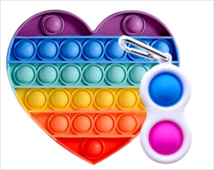 Push Pop Rainbow Bubble Fidget Toy with Free Dimple Pop Figet Keychain 