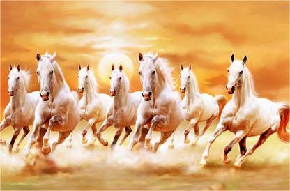 vastu horses 7 lucky running horse Wallpaper photo paper Poster Paper Print  - Art & Paintings posters in India - Buy art, film, design, movie, music,  nature and educational paintings/wallpapers at 