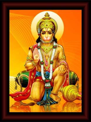 Hanuman ji with Gada Orange Background Luxurious Wall Décor UV Textured  Home Decorative Gift Item Fine Art Print - Religious posters in India - Buy  art, film, design, movie, music, nature and