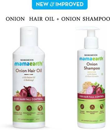 MAMAMOON MamaEarth Onion Oil for Hair Regrowth Hair Oil and red onion  shampoo pack off2 combo 150 ml hair oil and 250 ml shampoo Price in India -  Buy MAMAMOON MamaEarth Onion