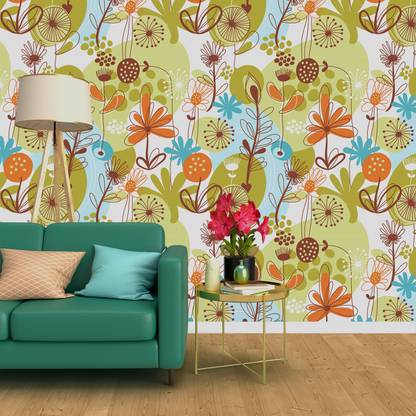 infinity interiors Floral & Botanical Multicolor Wallpaper Price in