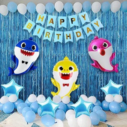 Baby Shark Birthday Party Supplies Decorations for Boys And Girls Pink Shark Cake Topper under the sea Ocean Shark Theme party decorations Favors Includes Shark Balloons Shark Birthday Banner 