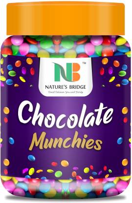 Nature's Bridge Gems Munchies Chocolate Munchies Gem s Chocolate for Cake / Cupcake Decoration (Bold Colors) - 450 Gm Jar Truffles