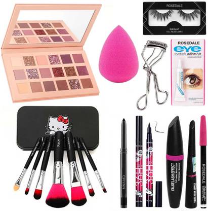 Crynn Smudge Proof Rosedale Kajal & Studio Pro Ultra Beauty Blender Sponge Puff & 3in1 Yanqina 36H Black Eyeliner Mascara Eyebrow Pencil & Perfect Blushed Glazed Eyeshadow Palette & Set of 7 Glazed Makeup Brush & The Matte Fixer Face SpraySmudge Proof Rosedale Kajal & Studio Pro Ultra Beauty Blender Sponge Puff & 3in1 Yanqina 36H Black Eyeliner Mascara Eyebrow Pencil & Perfect Blushed Glazed Eyeshadow Palette & Set of 7 Glazed Makeup Brush & False Eyelash Pair & Adhesive Glue , Curler