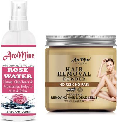 AroMine Pure Hair Removal Powder Three in one Use For Powder D-Tan Skin, Removing, No Rics & No Pain With Free Rose Water Combo Pack- Cream - Price in India, Buy AroMine AroMine Pure Hair Removal Powder Three in one Use For Powder D-Tan Skin, Removing, No Rics & No Pain With Free Rose Water Combo Pack- Cream - Price in India, Buy AroMine