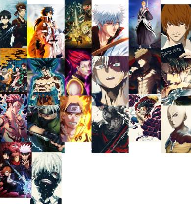 Set of 20 anime wall poster mix anime poster for room walls naruto goku  dragonball z attack on titan one piece death note jujutsu kaisen posters  (size_12x18 inch,Glossy) Paper Print - Animation