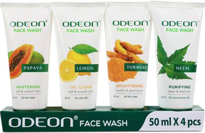 Odeon Turmeric Lemon Papaya Neem 50ml X 4pcs Face Wash Price In India Buy Odeon Turmeric Lemon Papaya Neem 50ml X 4pcs Face Wash Online