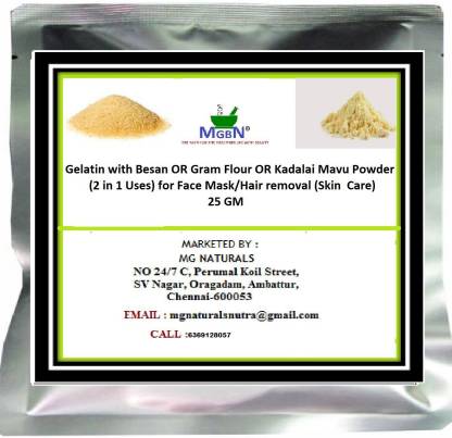 MGBN Gelatin with Besan OR Gram Flour OR Kadalai Mavu Powder (2 in 1 Uses)  for Face Mask/Hair removal (Skin Care) 25 GM - Price in India, Buy MGBN  Gelatin with Besan