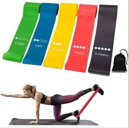 Resistance Bands, Skin-Friendly Resistance Fitness Exercise Loop Bands with 5 Different Resistance Levels Yoga Gym Ideal for Home Training Free Carrying Case Included for Men & Women Set of 5 