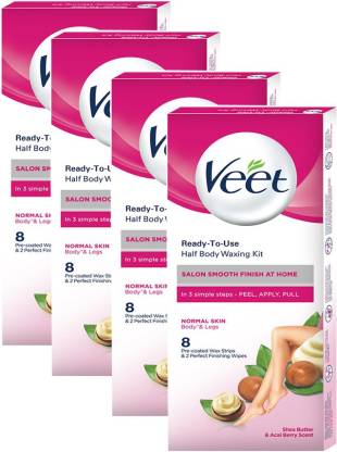 Veet Half Body Waxing Kit Normal Skin Body & Legs 4 Pack 8 Strips Strips -  Price in India, Buy Veet Half Body Waxing Kit Normal Skin Body & Legs 4 Pack