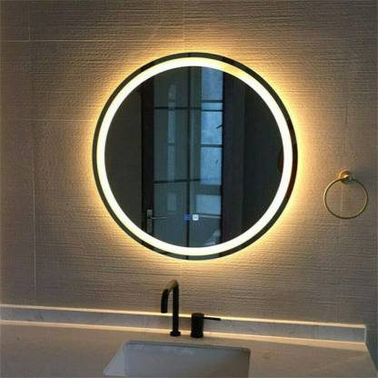 Prishna Led Lights Lighted Bathroom, Round Wall Mounted Vanity Mirror