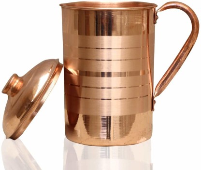 Pure Copper Ayurvedic 1.5ltr Water Storage Jug WITH 2 FREE COPPER GLASSES COMBO 