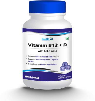 HealthVit Vitamin B12 D with Folic Acid Price in India - Buy HealthVit Vitamin B12 + D with Folic Acid online at Flipkart.com