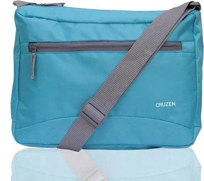light blue messenger bag