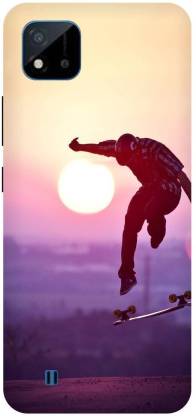 Bluvver Back Cover for Realme C20,RMX3061, Printed Skateboard Sunset Back Cover