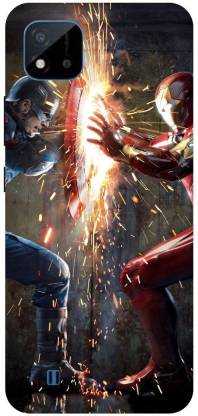 Bluvver Back Cover for Realme C20,RMX3061, Printed Captain America Sheild Superhero Back Cover