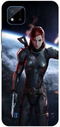 Bluvver Back Cover for Realme C20,RMX3061, Printed Mass Effect Girl Robots Back Cover