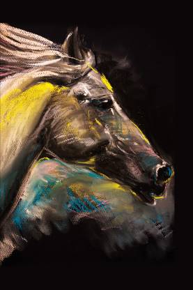 DWELLSINDIA Horse in Black Background Unframed Canvas Art Print for Home &  Office (16 X 24 Inch, Multicolor) Canvas 24 inch x 16 inch Painting Price  in India - Buy DWELLSINDIA Horse