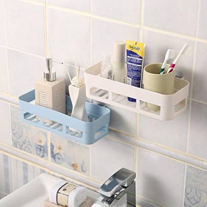 adhesive bathroom shelf storage organizer