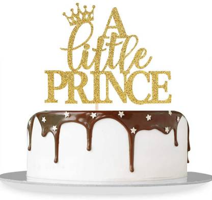 Zyozi A Little Prince Cake Topper Baby Shower Cake Decoration Boy First Birthday Party Decor Supplies Gold Glitter Edible Cake Topper Price In India Buy Zyozi A Little Prince Cake