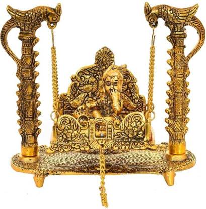LETNIX Letnix Lord Metal Krishna swing jhula | Laddu Gopal jhula | Laddu Gopal for temple puja Jhula Decorative Showpiece  -  22 cm