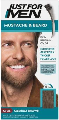 JUST FOR MEN Mustache & Beard Beard Coloring for Gray Hair with Brush Included Color , Medium Brown M35 - Price in India, Buy JUST FOR MEN Mustache & Beard Beard Coloring JUST FOR MEN Mustache & Beard Beard Coloring for Gray Hair with Brush Included Color , Medium Brown M35 - Price in India, Buy JUST FOR MEN Mustache & Beard Beard Coloring