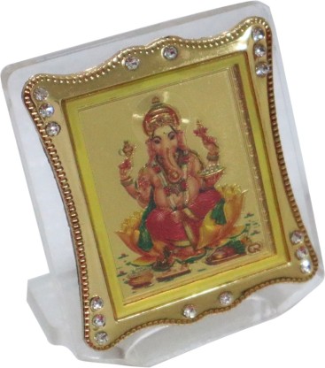 Showpiece Décor Golden Foil/Plated Shoppersduniya Ganesh Ji Idol for Car Dashboard 