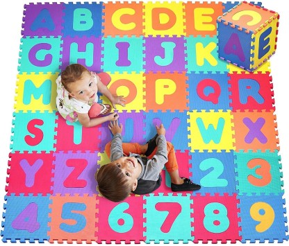 75" x 75" JUMBO 36 Pieces Puzzle Letters and Numbers Exercise Play Mat Kids 