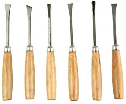 Silver 6Pcs/Set Wood Working Carving Chisels Tools Gouge Skew Sculpting Tools Professional DIY Hand Tools for Carpenter 