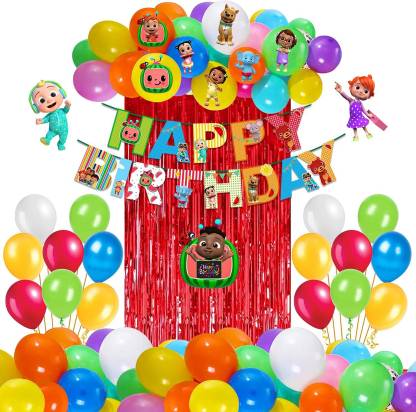  | Party Propz Printed Cocomelon Birthday Theme Party  Decorations Combo - 54Pcs Decoration Kit - Cocomelon Birthday Decoration  For Kids, Cocomelon Cake Topper, Theme Birthday Decorations Boys Girls  Balloon - Balloon