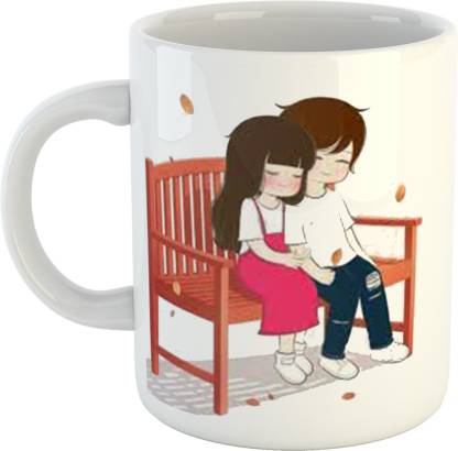 Divine Handicraft Cute Love Couple Cartoon Printed Coffee- Tea Cup-11Oz  Milk Gift for Girlfriend, Boyfriend, Husband, Wife Ceramic Coffee (320 ml)  Ceramic Coffee Mug Price in India - Buy Divine Handicraft Cute