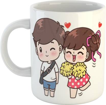 Divine Handicraft Cute Love Couple Cartoon Printed Coffee- Tea Cup-11Oz  Milk Gift for Girlfriend, Boyfriend, Husband, Wife Ceramic Coffee (350 ml)  Ceramic Coffee Mug Price in India - Buy Divine Handicraft Cute