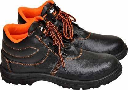 HOT LIFE Safety Shoe With Steel Toe Synthetic Lather PVC Sole Material  Industrial/Labour/Worker Safety Shoes For Men (Black & Orange, Size: 6)  Steel Toe PVC Safety Shoe Price in India - Buy