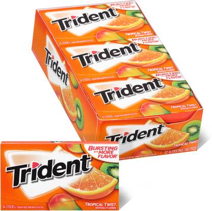 Mondelez International Trident Tropical Twist Sugar Free Mint 14 Sticks Pack Of 12 Orange Chewing Gum Price In India Buy Mondelez International Trident Tropical Twist Sugar Free Mint 14 Sticks