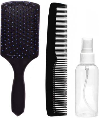 E-DUNIA Air Cushioned Paddle Square Detangler stylish straightener Hair  brush Clear Fine Mist Spray Bottles
