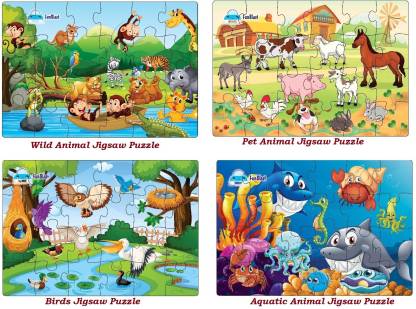 FunBlast Kids Puzzles for Kids, Animal and Birds Jigsaw Floor Puzzle for  Kids of Age 3+ Years, Set of 4 - 96 Pcs Puzzle (Size 30X22 cm) - Kids  Puzzles for Kids,