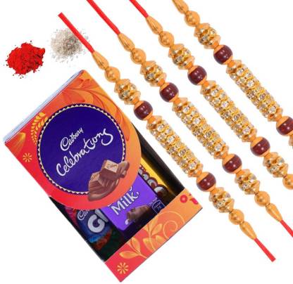 DUNKASTON Rakhi with Chocolate Combo-CADSMALL-AE-4Rakhi Set Assorted Gift Box