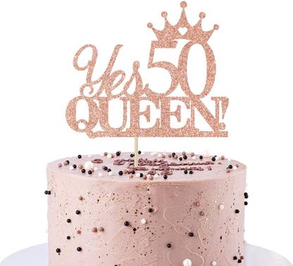 Womens 50 Birthday Cakes Zyozi Yes 50 Queen Cake Topper 50th Birthday Decorations Happy 50th Birthday Decorations For Women Rose Gold Cake Topper Price In India Buy Zyozi Yes 50 Queen Cake Topper 50th Birthday