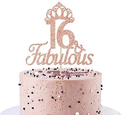 Zyozi 16 Fabulous Cake Topper 16th Birthday For Girl Sweet 16 Happy 16th Birthday Happy Sweet 16 Birthday Decorations Rose Gold Cake Topper Price In India Buy Zyozi 16