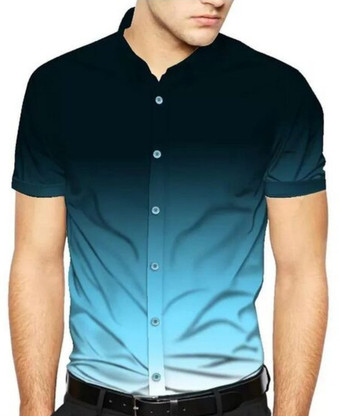 Buy Men Printed Party Light Blue Shirt 