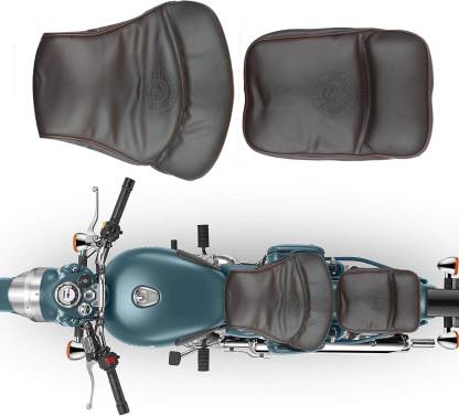 Royal Enfield Bullet Classic 350cc, Brown Leather Bike Seat Cover