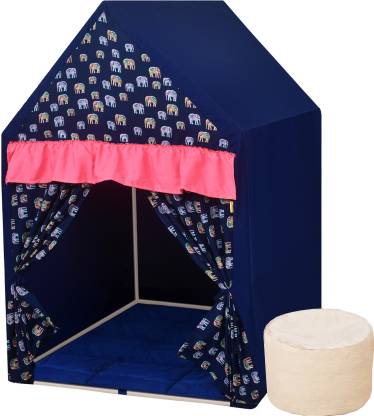 Play House Kids Azure Hut Shape Blue Kids Tent House Mini Size with Floor Quilt and Bean Bag