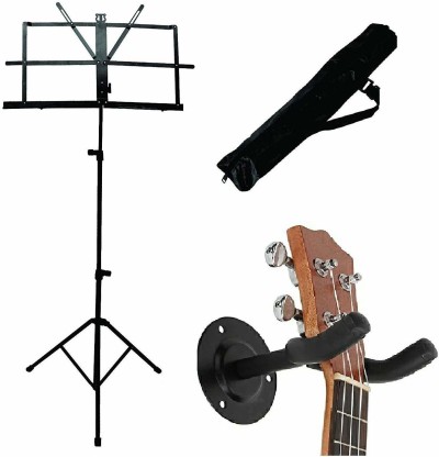 Guitar Wall Hanger Mount Black Guitar Hanger Hook with Guitar Tuner Clip for Acoustic Electric Bass Guitar and More 