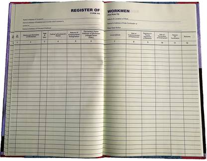 LRS Register of Workman Employed by Contractor Form XIII Rule 75 ...