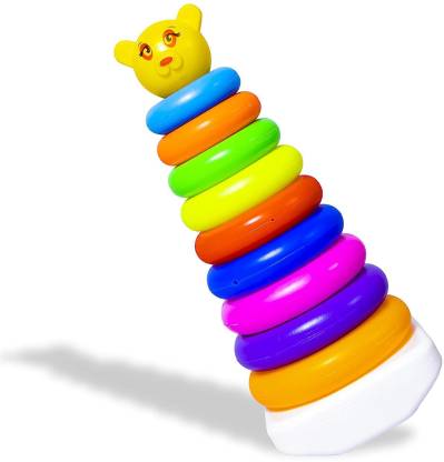 GOODNESS INTERNATIONAL Educational Colorful Plastic Baby Kids Teddy Sorting and Stacking Ring Jumbo Stack Up Educational Toy Multicolor Rings Tower Construction Toys/Teddy Toy Sorting and Stacking Learning Plastic Kids Toy for Children/Ring Toys For Kids/Baby Toys