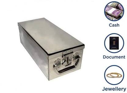 GINOSET GinoSet Stainless Steel Locker Boxes Jewellery Boxes Cash Peti - 12  Inch Cash Box