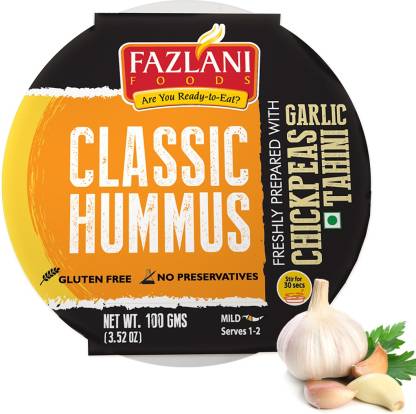 FAZLANI FOODS Ready to Eat Classic Hummus Shelf Stable & Gluten Free - 100gms 100 g