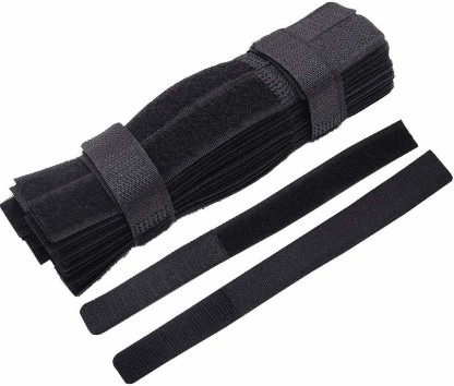 80pcs Black Reusable Cable Tie Nylon Straps Wire Cable Hook & Loop Organiser 