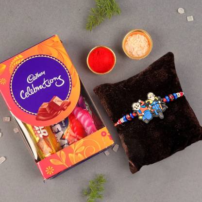 TIED RIBBONS Kids Rakhi with Chocolates Gift Hamper - Motu Patlu Cartoon  Rakhi with Cadbury Dairy Milk Chocolates Box and Roli Chawla Assorted Gift  Box Price in India - Buy TIED RIBBONS